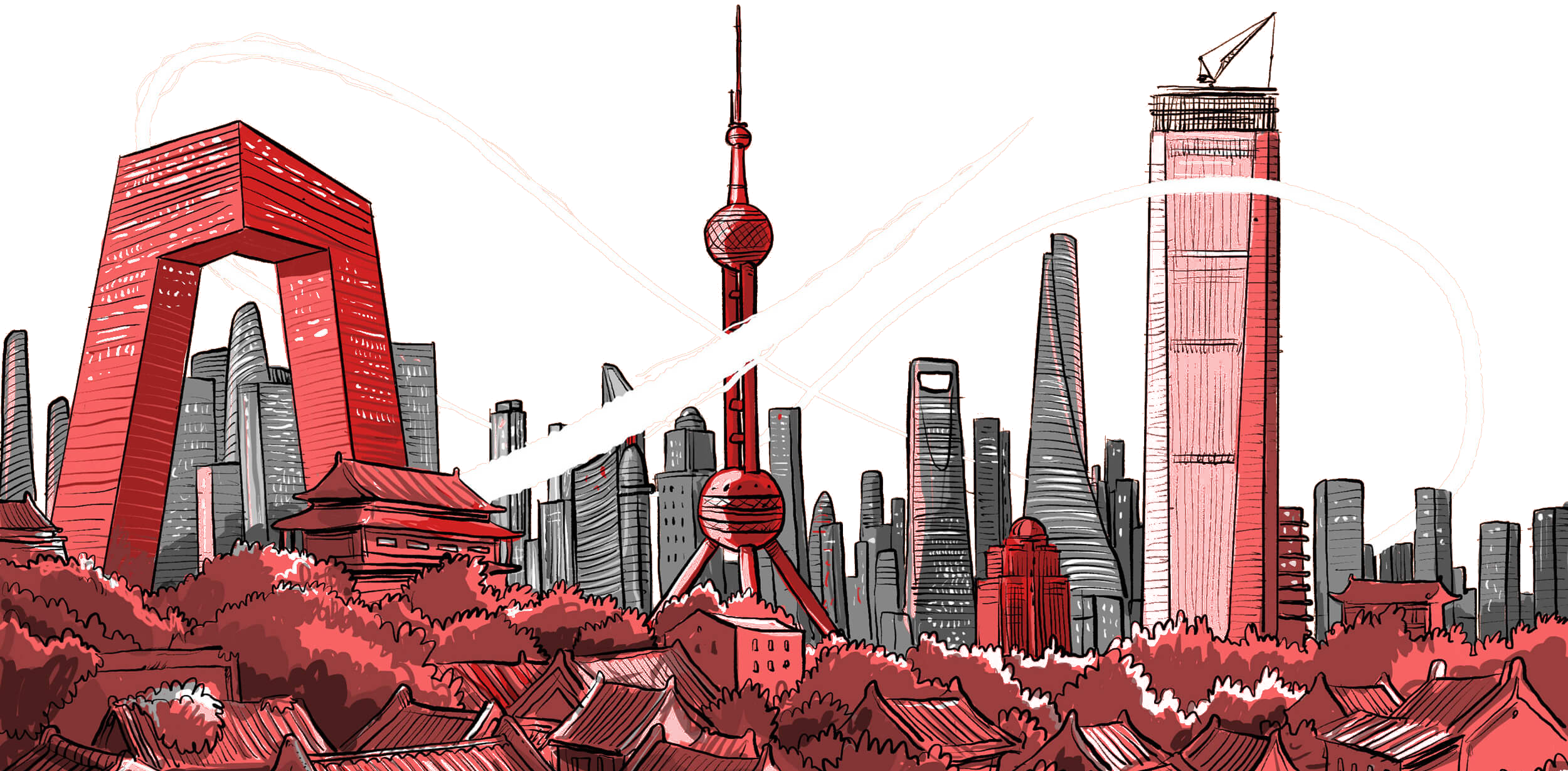 Beijing and Shanghai skyline